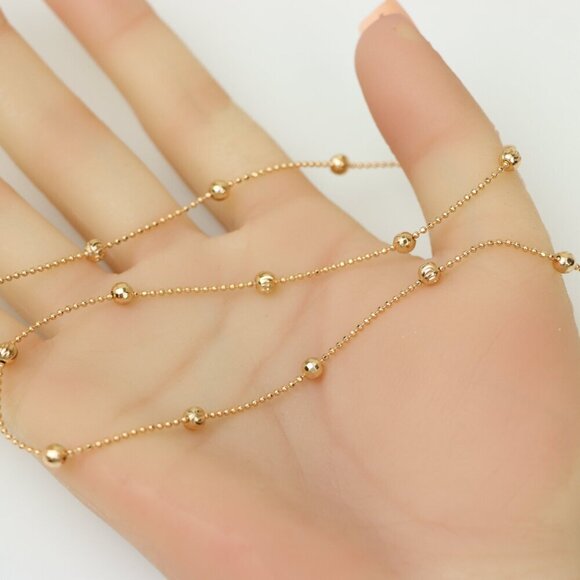 "Beaded Ball Chain Rose Gold Necklace, XPNL0184 - Picture 2 of 13